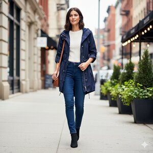 White House Black Market Blue Anorak Utility Jacket | Size M